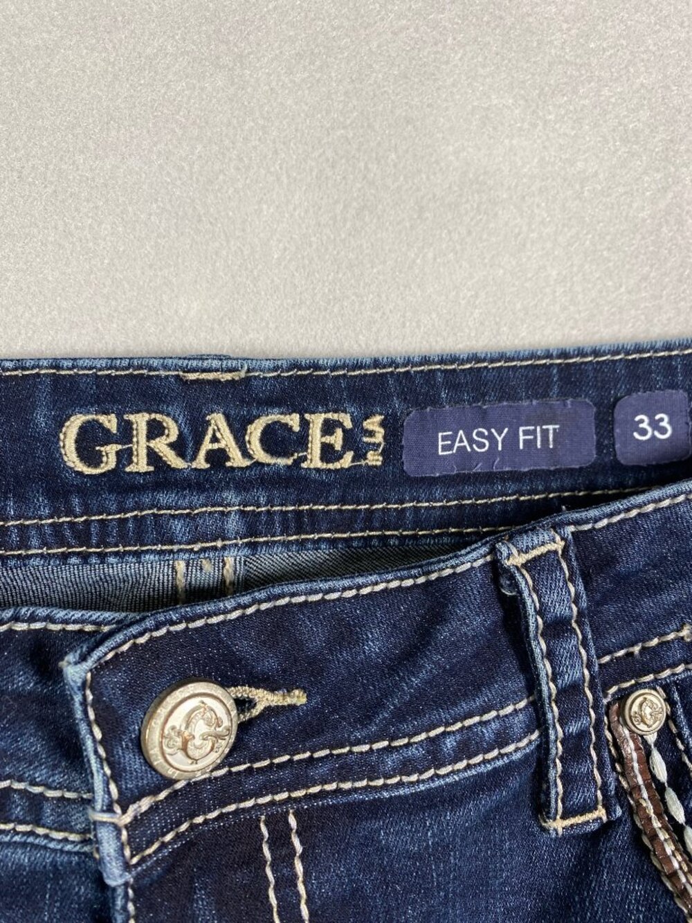 Grace in LA Easy Fit Bootcut Jeans Embroidered Horseshoe Womens Size 33 - Picture 3 of 16